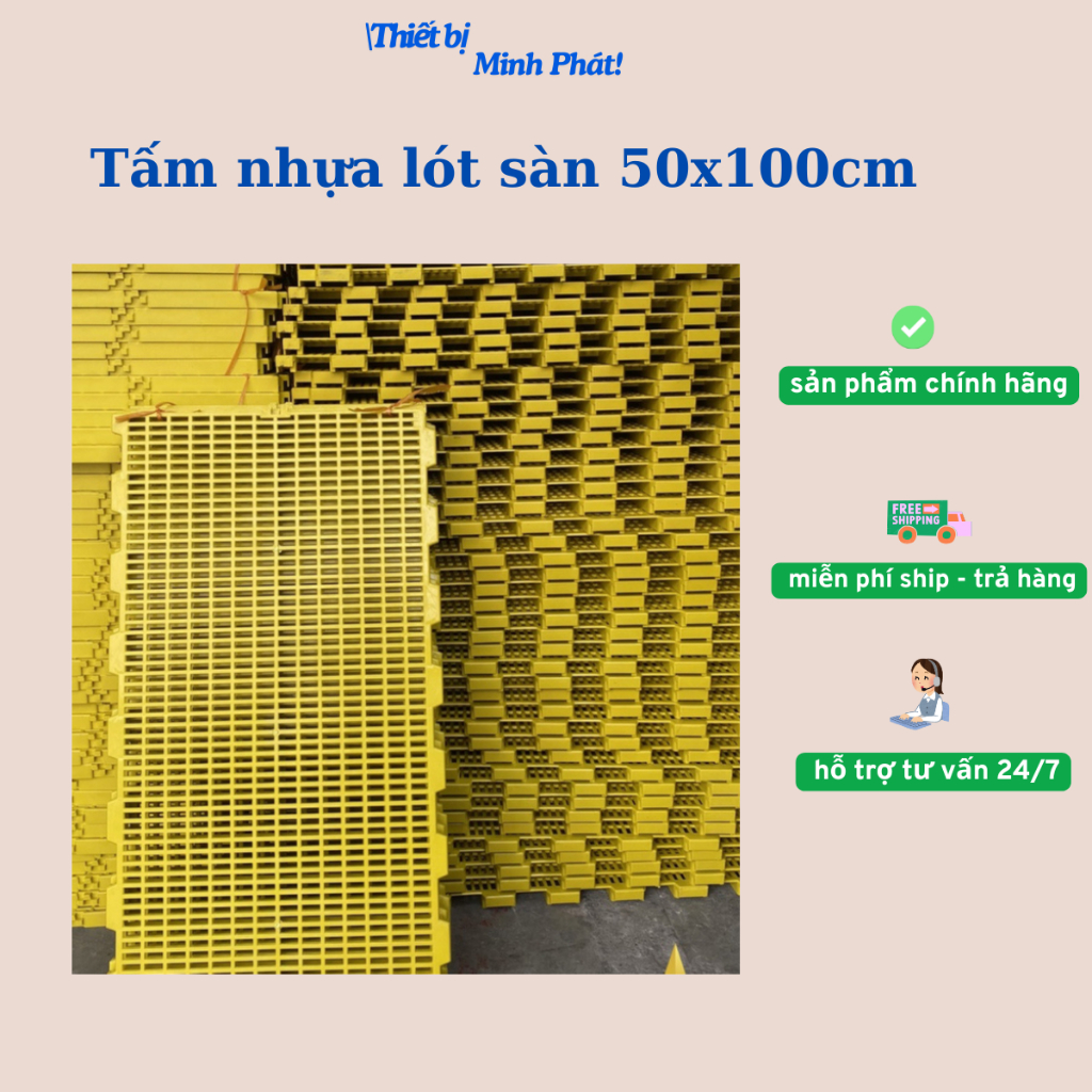 Vỉ nhựa lót sàn Minh Phát, tấm nhựa lót sàn chuồng chó, mèo, lợn, gà 50cm x 100cm