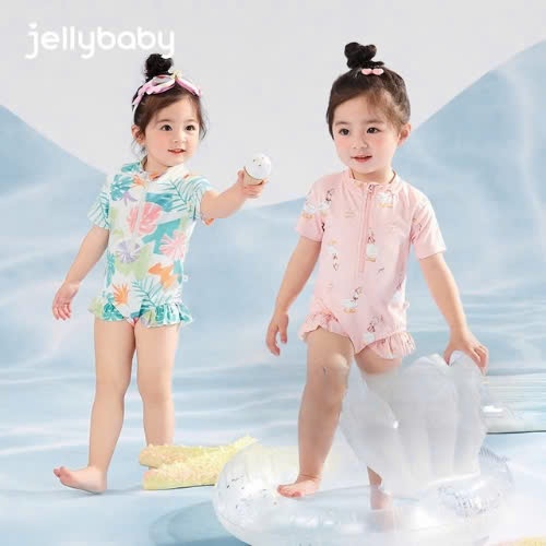 Đồ bơi bé gái liền thân 1 mảnh kéo khóa từ  1-8 tuổi chất vải co giãn thoải mái vận động HB2518