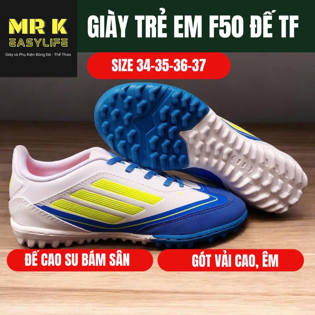 Giày Đá Bóng Trẻ Em F50, đế cao su TF, khâu full đế, êm, tặng tất + dây phối màu, Sport, Đá Banh