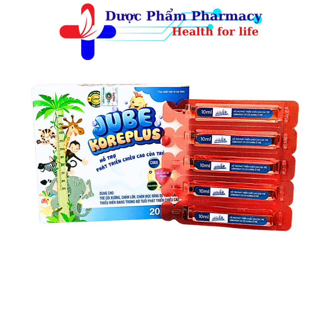 Siro JUBE KOREPLUS Hỗ trợ phát triển chiều cao của trẻ - Hộp 20 ống x 10ml
