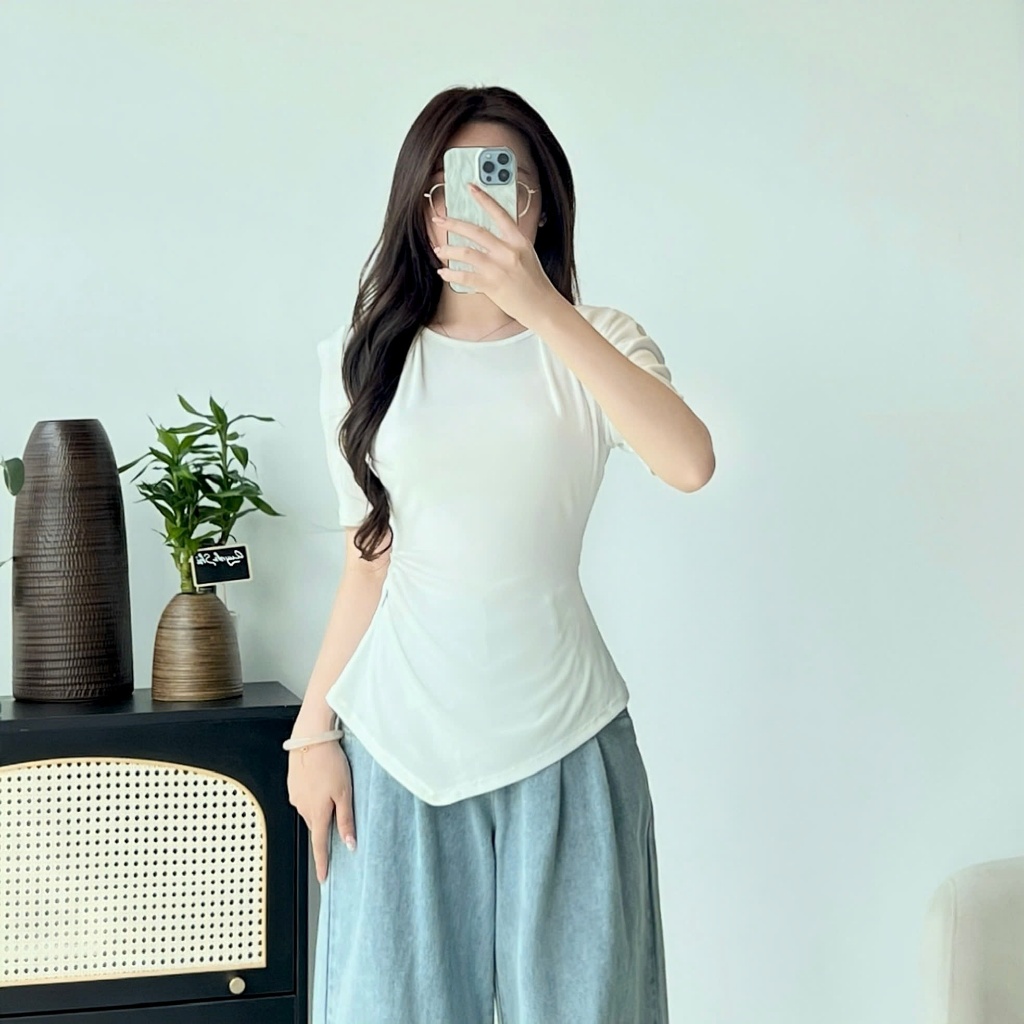 Áo Thun Nữ 𝐂𝐂𝐇𝐀𝐓 Dáng Ôm Vai Ly Kiểu Maya Chất Liệu Co Giãn 4 Chiều Cao Cấp 15TNC2022OT | BigBuy360 - bigbuy360.vn