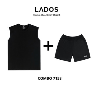 Combo LADOS-7158 gồm áo thun tanktop 3 lỗ thể thao 9085 kèm quần short đùi dù nam 4135 tập gym, chạy bộ, mặc nhà