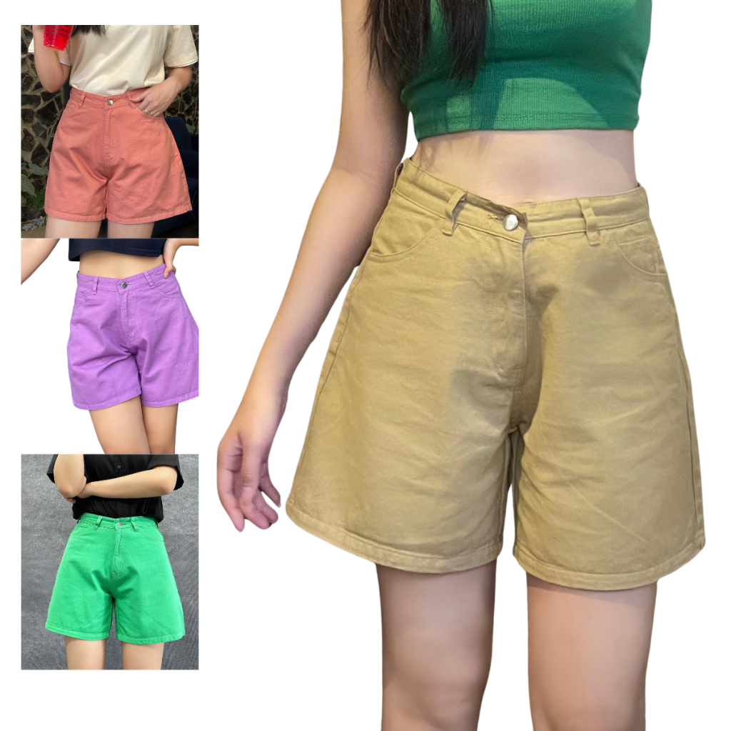  Quần Short Kaki Nữ Ống Rộng GUPO Dáng Chữ A Lưng Cao Bigsize GS006 