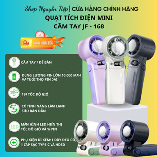 Quạt cầm tay mini JF168 tích điện, tính năng làm lạnh nhanh, 199 chế độ làm mát, công nghệ Turbo.