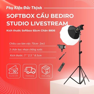 (BH 12TH) Bộ đèn Softbox Cầu Bediro Studio Livestream chuyên nghiệp ,Kèm Chân 8806 LINCO cao 2m kích thước Softbox 65cm