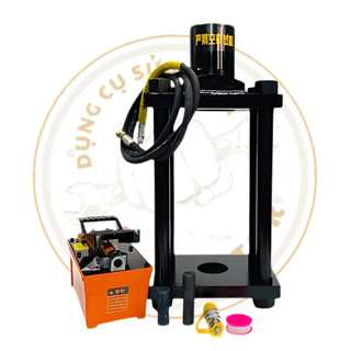 Ép ắc phi dê xe tải trụ đứng 40 tấn dùng bơm thủy lực, tháo chốt guốc phanh xe tải