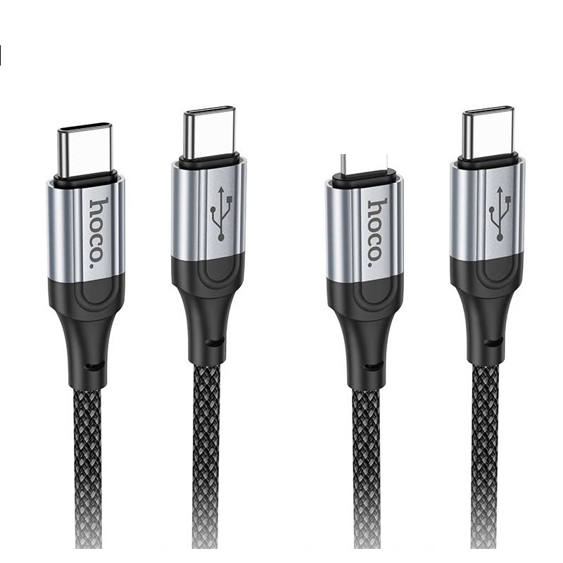 Cáp sạc nhanh Type C to Lighting 27W / Type C to Type C 60W Hoco X102 dây dù 1m