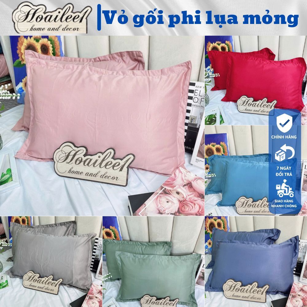 Vỏ gối nằm và vỏ gối ôm phi lụa đơn sắc HOAILEE1 với kích thước tiêu chuẩn 45x65cm