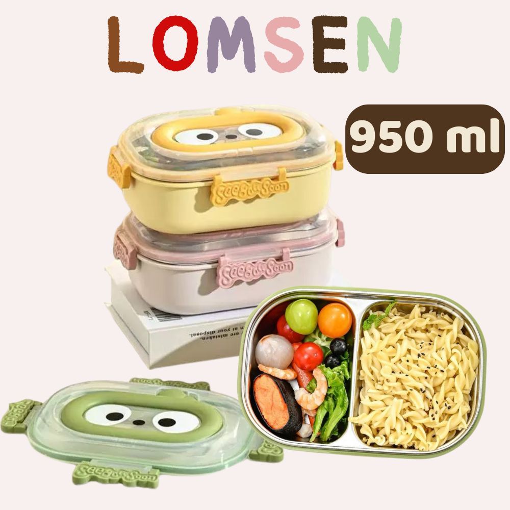 Hộp cơm chia 2 ngăn See You Soon dung tích 950ml LOMSEN, thiết kế vô cùng dễ thương cute