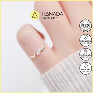  Nhẫn Bạc 925 Hanada Ngón Út zic zac 3 đá 0084 N11 