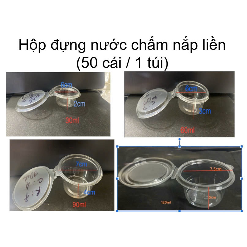 Hộp đựng nước chấm nắp liền  (50 cái / 1 túi)