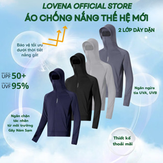  Áo Chống Nắng Nam LOVENA 2 Lớp Có Vành Che Trán Chất Liệu Thông Hơi Thoáng Khí Thấm Hút Mồ Hôi Tốt Chống Tia UV > 98% 
