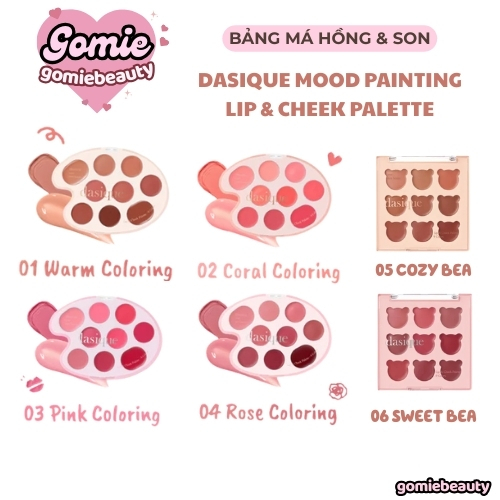 Bảng Son & Má Hồng 2in1 Dasique Mood Painting Lip & Cheek Palette