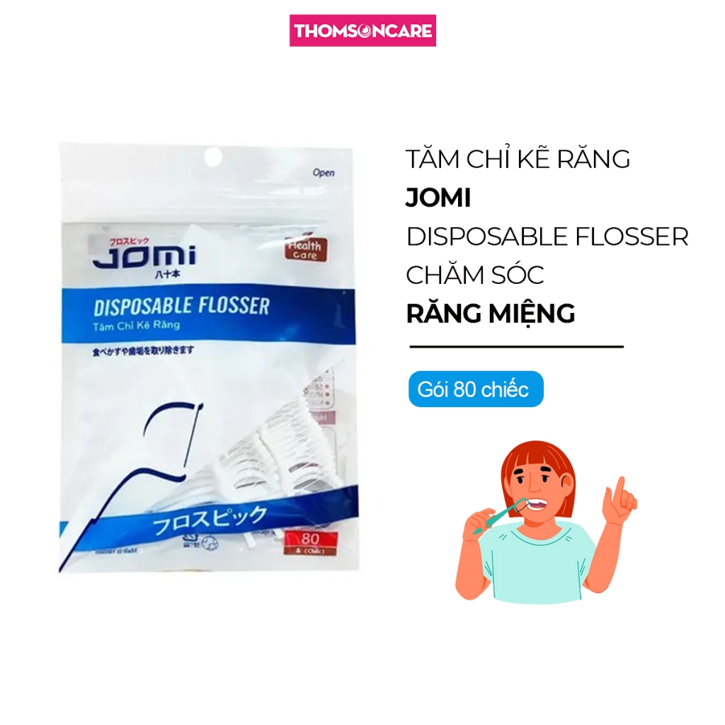 Tăm chỉ nha khoa Jomi từ Nhật Bản - tăm chỉ xỉa răng, ngừa hôi miệng - Túi 80 cái