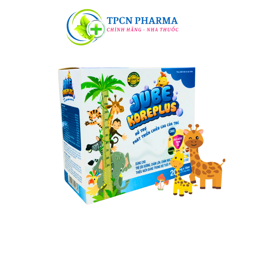 Siro JUBE KOREPLUS Bổ sung Canxi, Vitamin D3 Hỗ trợ phát triển chiều cao của trẻ - Hộp 20 ống x 10ml