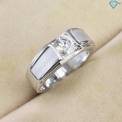 Nhẫn bạc nam gắn Moissanite 6ly viền nhẫn xăm cát xi bạch kim kèm thẻ tra cứu đá NNAM0172 - Trang Sức TNJ