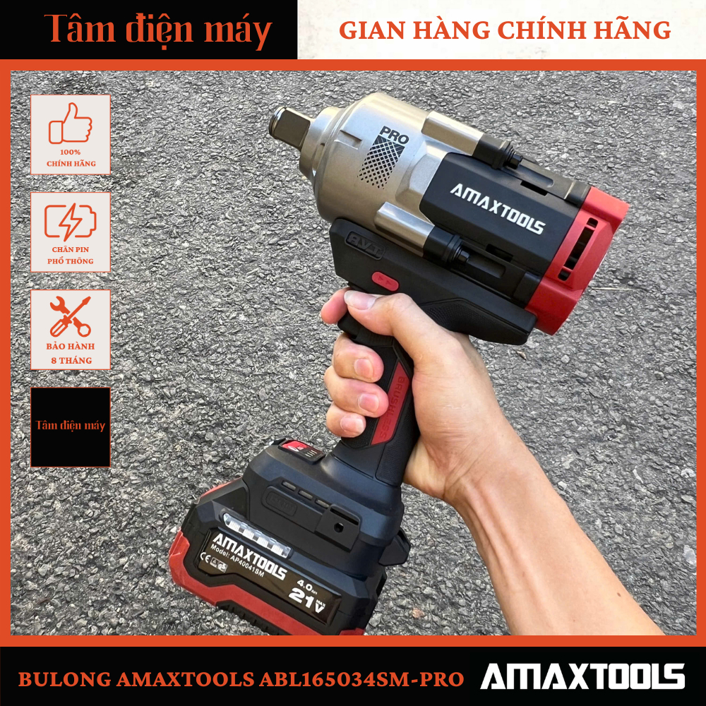 [CHÍNH HÃNG] Máy Siết Bulong Amaxtools 1650N.M ABL165034SM-PRO