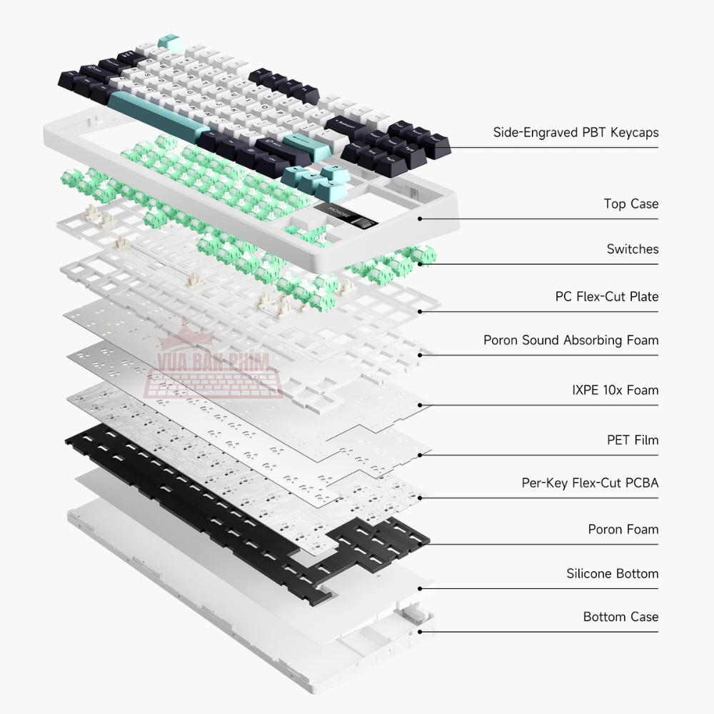 [HÀNG SẴN] Bàn phím cơ Mchose G87 Pro 3 modes , núm xoay ,mạch xuôi, led rgb, hostswap, gasket mount, keycap double shot | BigBuy360 - bigbuy360.vn
