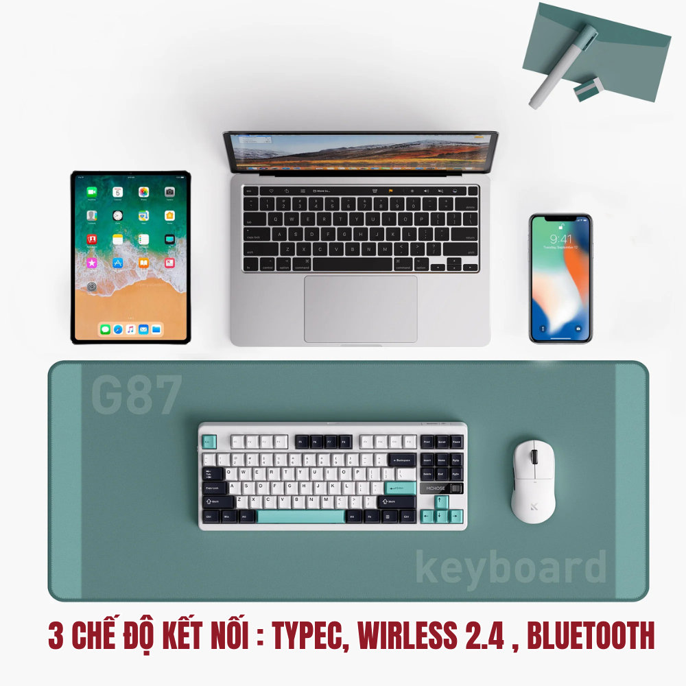 [HÀNG SẴN] Bàn phím cơ Mchose G87 Pro 3 modes , núm xoay ,mạch xuôi, led rgb, hostswap, gasket mount, keycap double shot | BigBuy360 - bigbuy360.vn