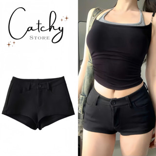 Quần short đùi nữ cạp trễ có túi CATCHYstore, quần eo thấp tôn dáng chất umi co giãn ôm hông cá tính