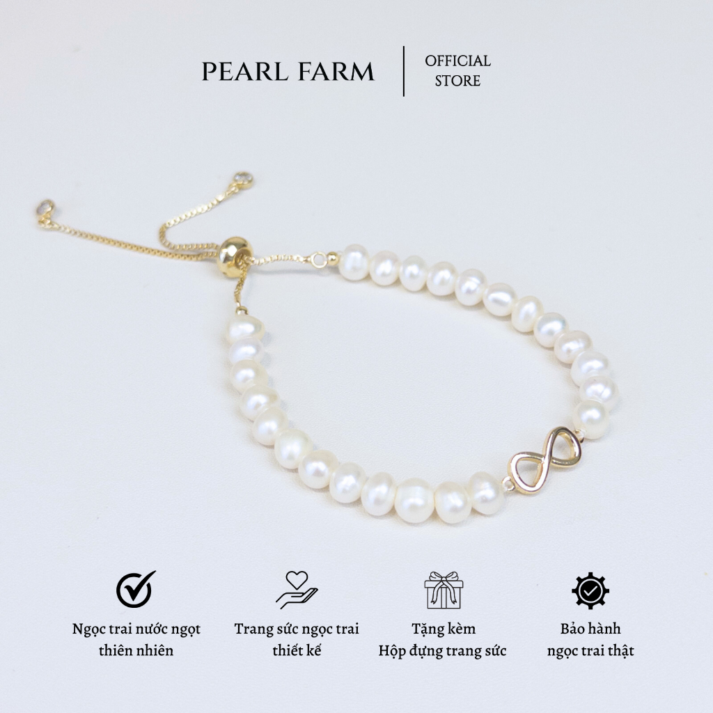 Vòng Tay Ngọc Trai Vô Cực Ngọc Trai Thật Dáng Oval 5mm Pearl Farm