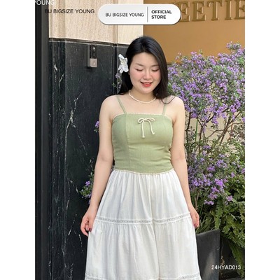Áo 2 dây phối ren đính nơ ngực cổ ngang BIGSIZE (55kg đến 95kg) – 24HYAD013 - [BU Bigsize Young]