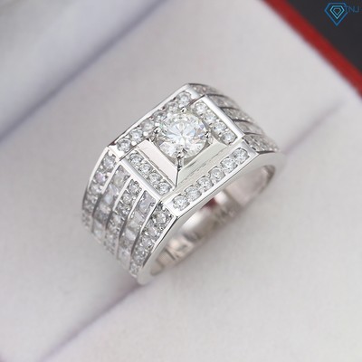 Nhẫn nam bạc viên chủ Moissanite 5.5 ly cao cấp có giấy kèm thẻ tra cứu đá xi bạch kim NNAM0219 - Trang Sức TNJ