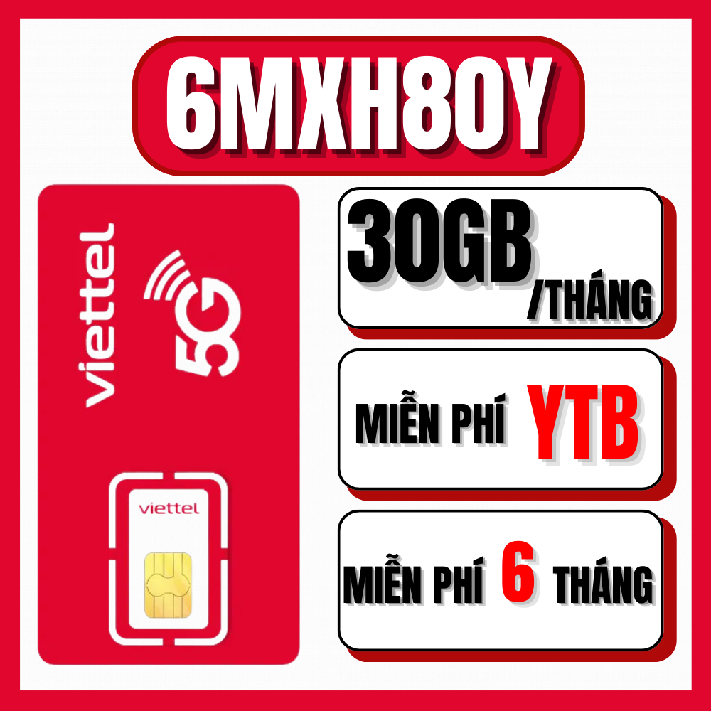[ FREE SHIP ] Sim 1 Tỷ GB Data 4G Viettel 6MXH80Y 12MXY80Y Xài Mạng Thả Ga Trọn Gói 1 Năm Miễn Phí