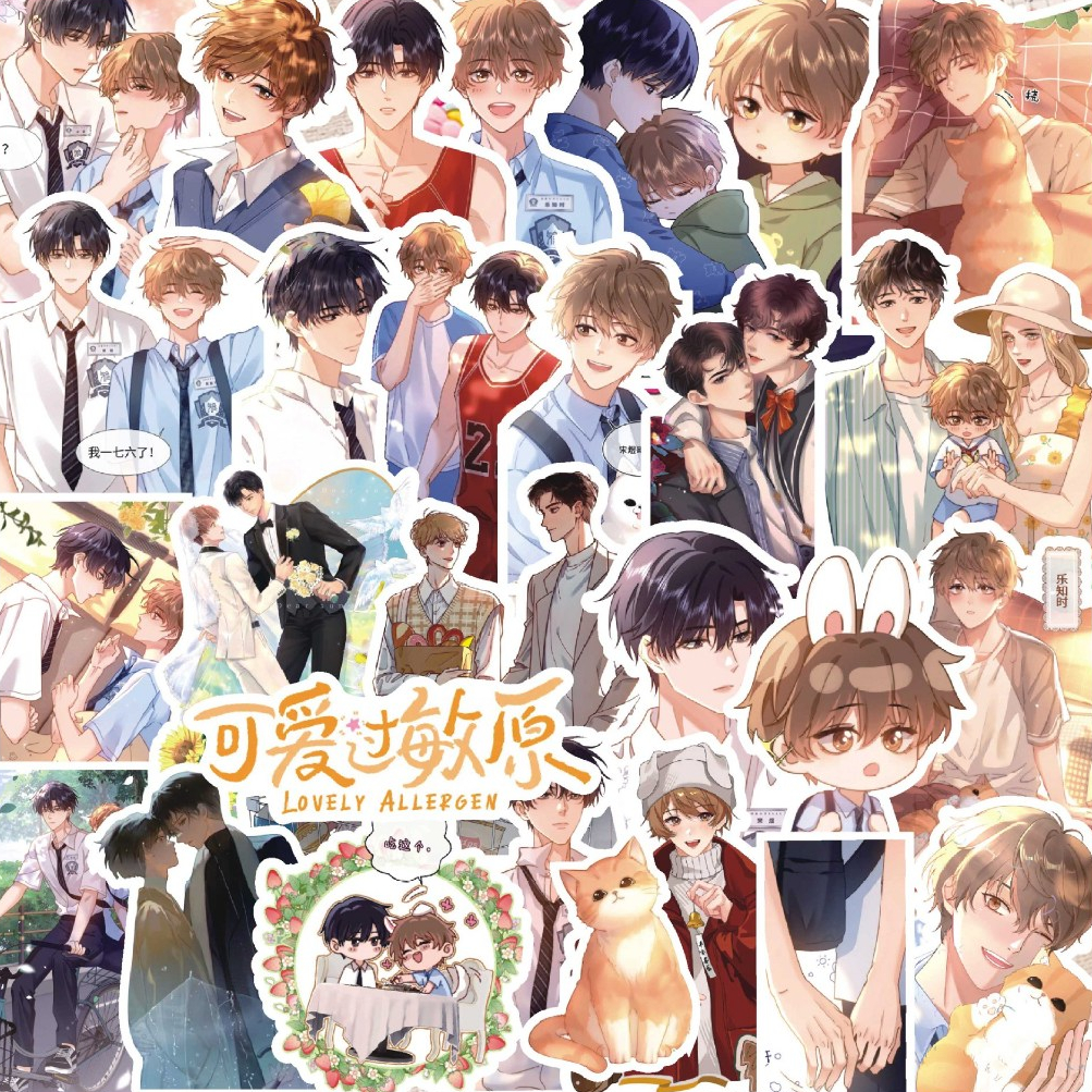 Set 71 Sticker Lovely Allergen dán trang trí anime manga Korean Comics BL Manhwa BoyLove