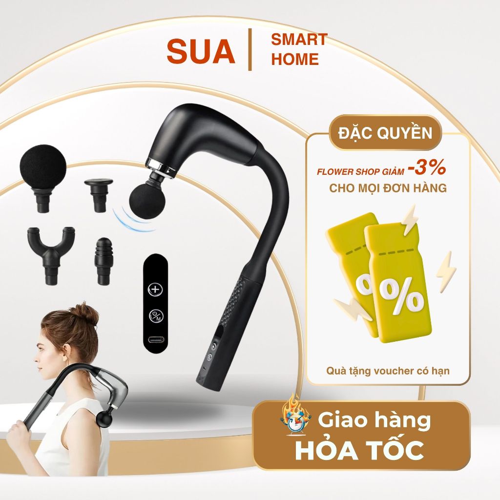 Máy Massage Cầm Tay Cao Cấp Sạc Type-C, Tự Ngắt 15 Phút – Giảm Đau Nhức Vai Gáy Cơ Bắp