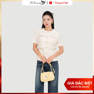 Parisian Charm Blazer – Áo tuytsi phối tweed, Áo công sở dự tiệc nữ IVY moda MS 67T0249