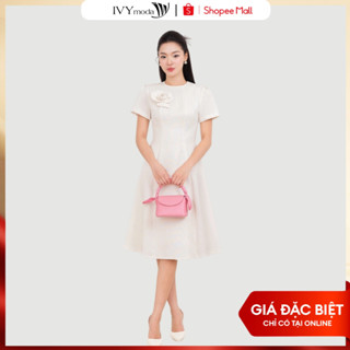 Flower Accent Dress - Đầm xòe Oganza, Đầm công sở dự tiệc nữ IVY moda MS 48T0245
