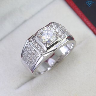 Nhẫn nam kim cương nhân tạo Moissanite 7 ly xi bạch kim cao cấp có giấy kiểm định GRA NNAM0181 - Trang Sức TNJ