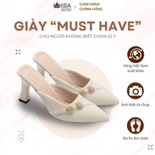 Dép Cao Gót Nữ MIIRA MR03 Mũi Nhọn Size 35-42, Guốc Thời Trang Nữ Da Thật Êm Chân Cao 5-7 cm (tăng 1 size do phom nhỏ)