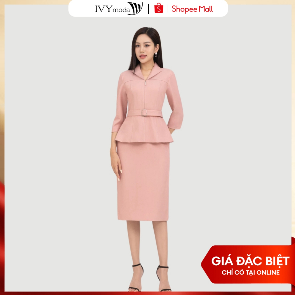 Đầm ôm mix set tay lỡ nữ (KHÔNG KÈM ĐAI) IVY moda MS 48T0225