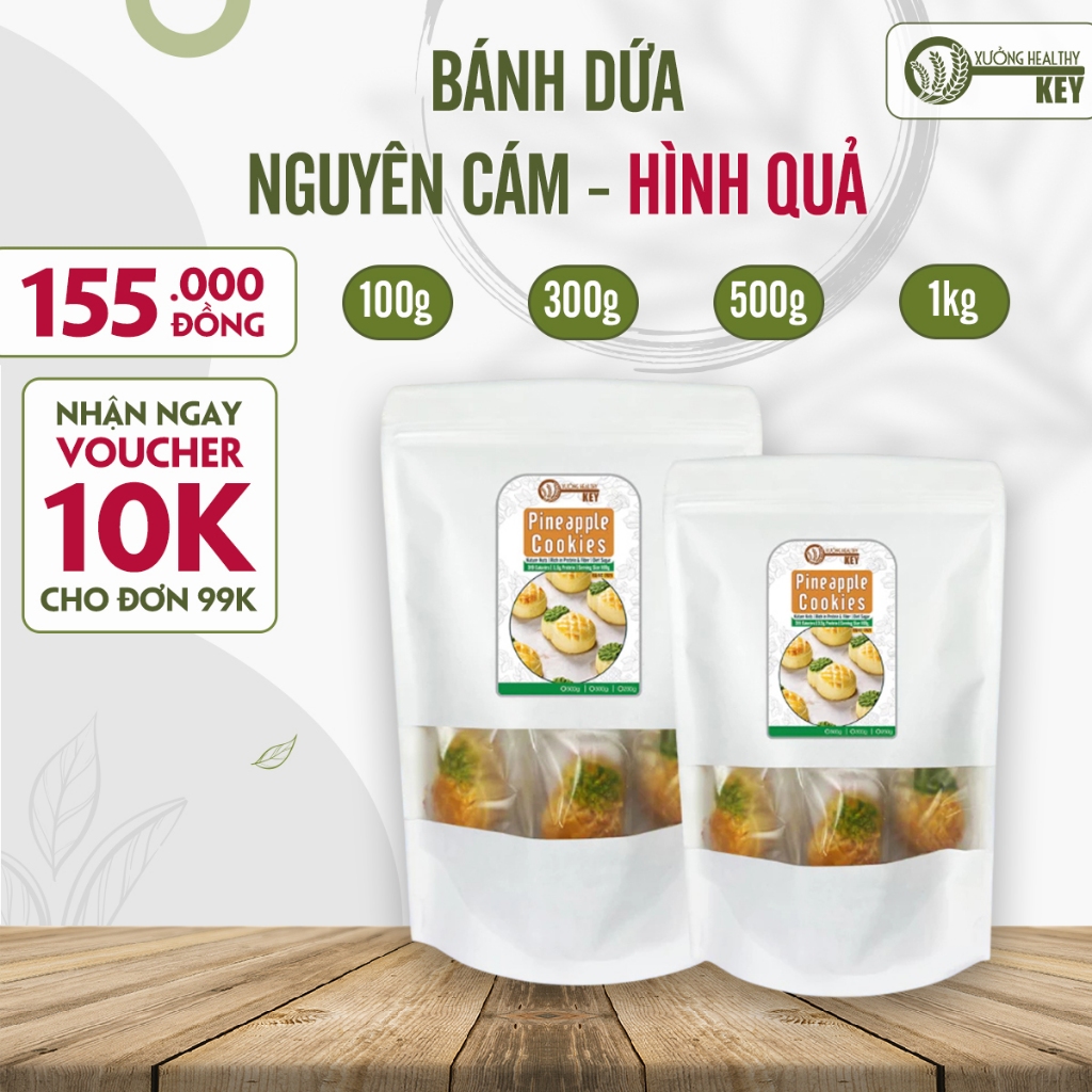 Bánh dứa nguyên cám và mật ong Healthy Key - bánh nguyên cám nhân mứt eatclean, thơm ngon, ít ngọt