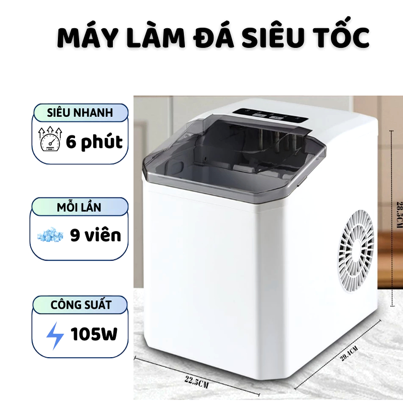 Máy làm đá mini  Sêu Tốc Trong 6-10 phút, tủ làm đá tự động siêu nhanh nhỏ gọn tiện lợi