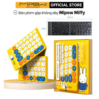 Bàn phím không dây Mipow Mini Slim Fold gấp gọn, cực mỏng, chống nước, kèm túi đựng da, chính hãng