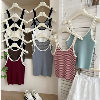  Áo ba lỗ nữ dệt kim 2 dây sát nách len mongtoghi mỏng ôm body kiểu hở lưng basic hàng Quảng Châu CC 