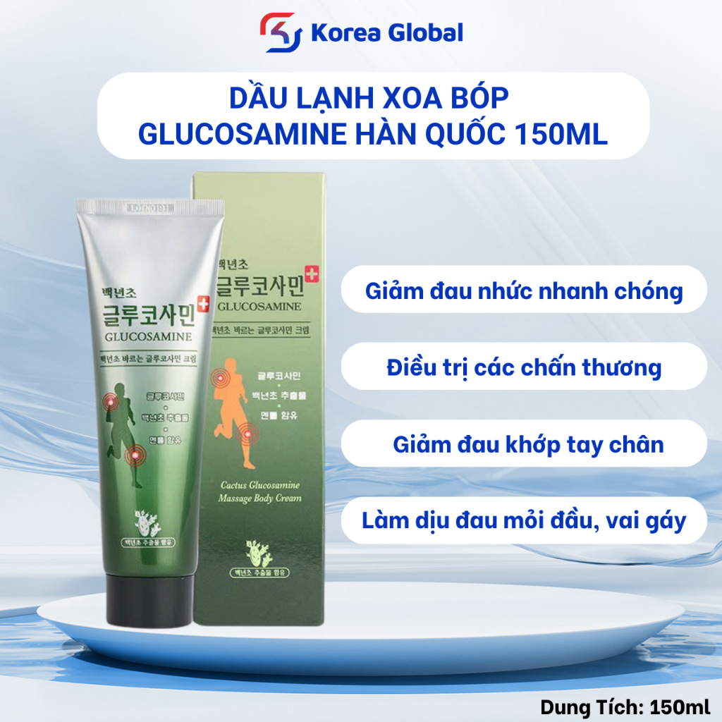 Dầu Lạnh Xoa Bóp Glucosamine Hàn Quốc 150ml – Giảm Đau Nhức, Thư Giãn Cơ Khớp, Hỗ Trợ Vận Động