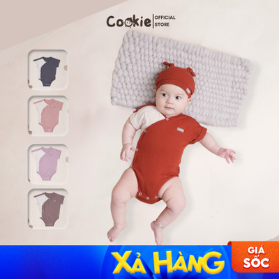 Bodysuit Ngắn Tay COOKIE, Bodysuit Cộc Tay Lật Gấu Cho Bé Chất Cotton Tăm Lạnh Size Từ 0 Đến 1 Tuổi