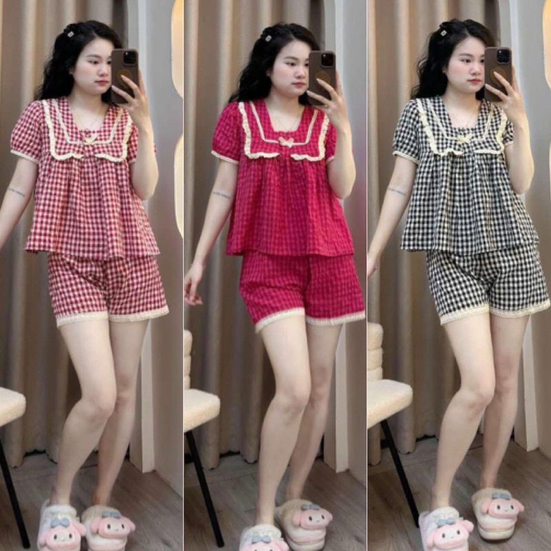 Set Bộ Ngủ Đùi Pijama Kẻ A06