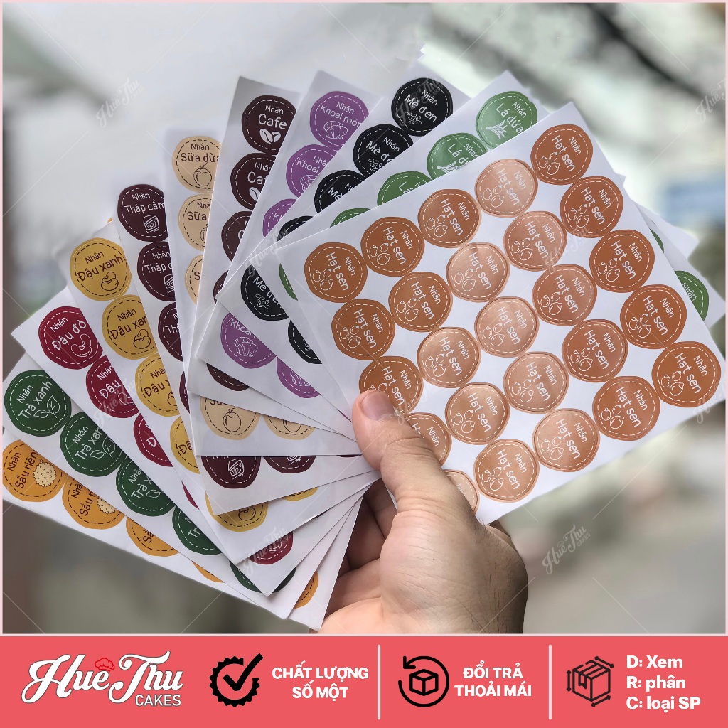 Tem dán nhân bánh Trung Thu đủ vị (12 tem / tờ - 10 tờ)