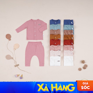  Quần Áo Sơ Sinh Dài Tay COOKIE Bộ Sơ Sinh Dài Tay Cài Giữa Quần Cạp Chun Cho Bé Size Từ 0 Đến 6 Tháng 