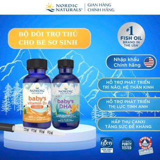 Combo Baby DHA & Vitamin D3 Nordic Naturals hỗ trợ phát triển toàn diện trí não & hệ xương răng cho bé sơ sinh 0-12M+