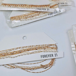 [CHÍNH HÃNG] Set Vòng Cổ Forever 21 4 Dây – Phối NgọcTrai & Mạ Vàng Cực Xinh, Mix Layer Cực Chất, Sang Xịn