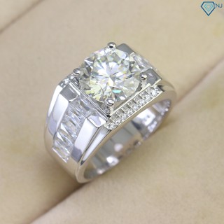 Nhẫn nam kim cương nhân tạo Moissanite viên chủ 10ly cao cấp có giấy kiểm định GRA NNAM0159 - Trang Sức TNJ