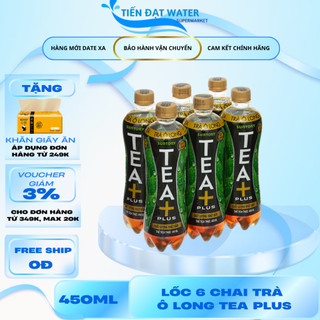  Lốc 6 Chai 450ml Trà Ô Long Tea Plus - Vị Nguyên Bản Chuẩn Vị Trà Xịn Uống Là Mát Lòng 