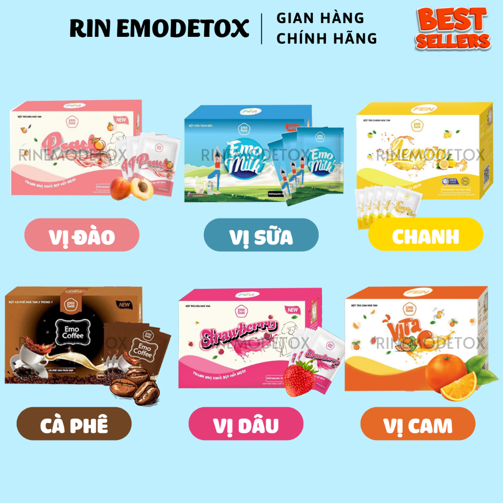 [Kèm Quà] Emo Detox - Giam Can Emoslim Nước Detox 8 Vị Hỗ Trợ Giảm Cân 7 Ngày