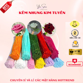 Bó 100 sợi Kẽm Nhung Kim Tuyến, Kẽm Kim Tuyến, Kẽm Xà Cừ Loại 1 Làm Hoa, Đồ Handmade YÊN STORE